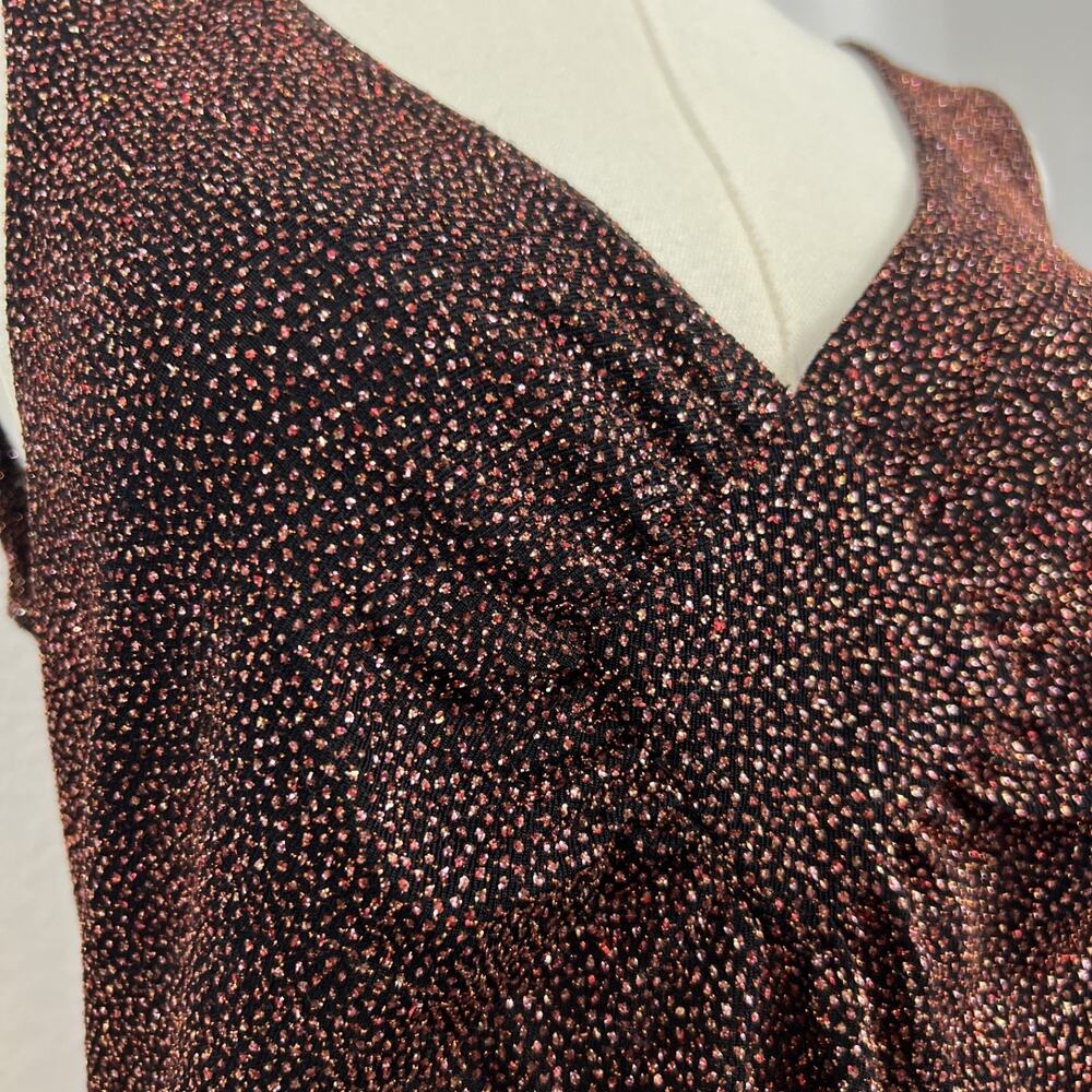 VTG Rave Top Womens Large Black Pink Glitter Beaded Fairy‎ Whimsigoth Y2K Party - Picture 2 of 13